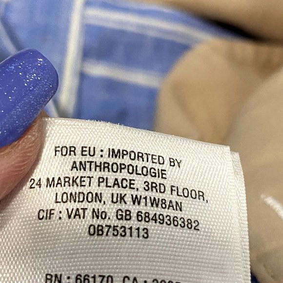 Anthropologie Ett:Twa Striped Linen Wide‎ Leg Pants Blue and White NWOT Size 4 - Picture 7 of 12